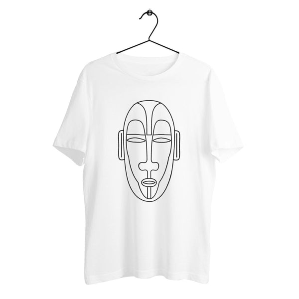 T-shirt unisexe en coton bio - Motif masque africain minimaliste - Numydya T-shirt Unisexe Femme, Homme, Mask