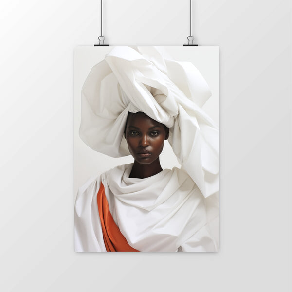 Poster portrait femme avec turban blanc - Collection Mama Africa - Numydya Posters Décoration, Home, Mama Africa