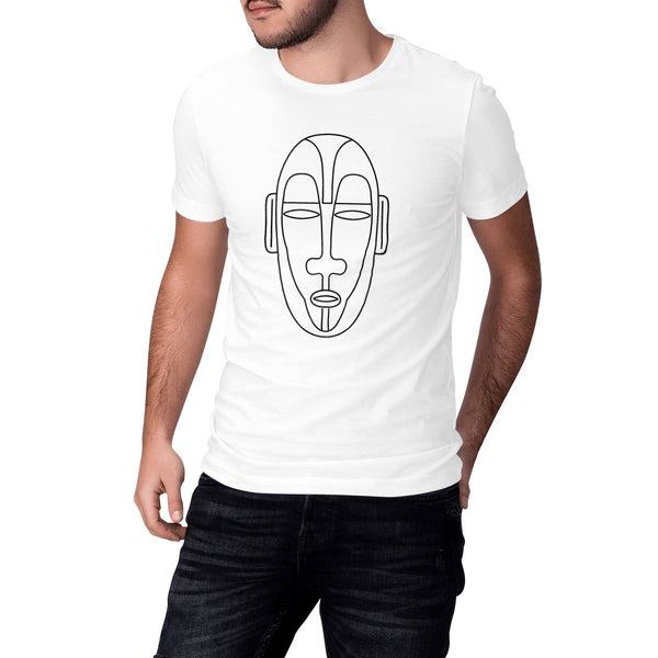 T-shirt unisexe en coton bio - Motif masque africain minimaliste - Numydya T-shirt Unisexe Femme, Homme, Mask