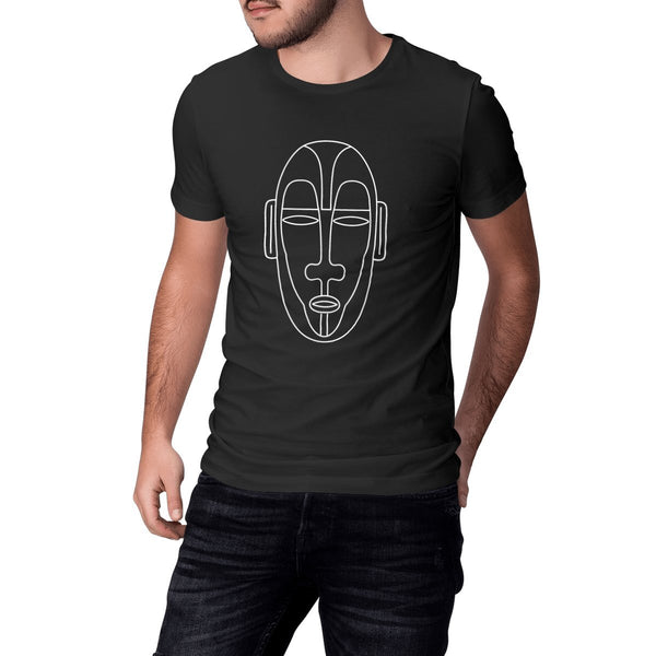 T-shirt unisexe en coton bio - Motif masque africain blanc - Numydya T-shirt Unisexe Femme, Homme, Mask